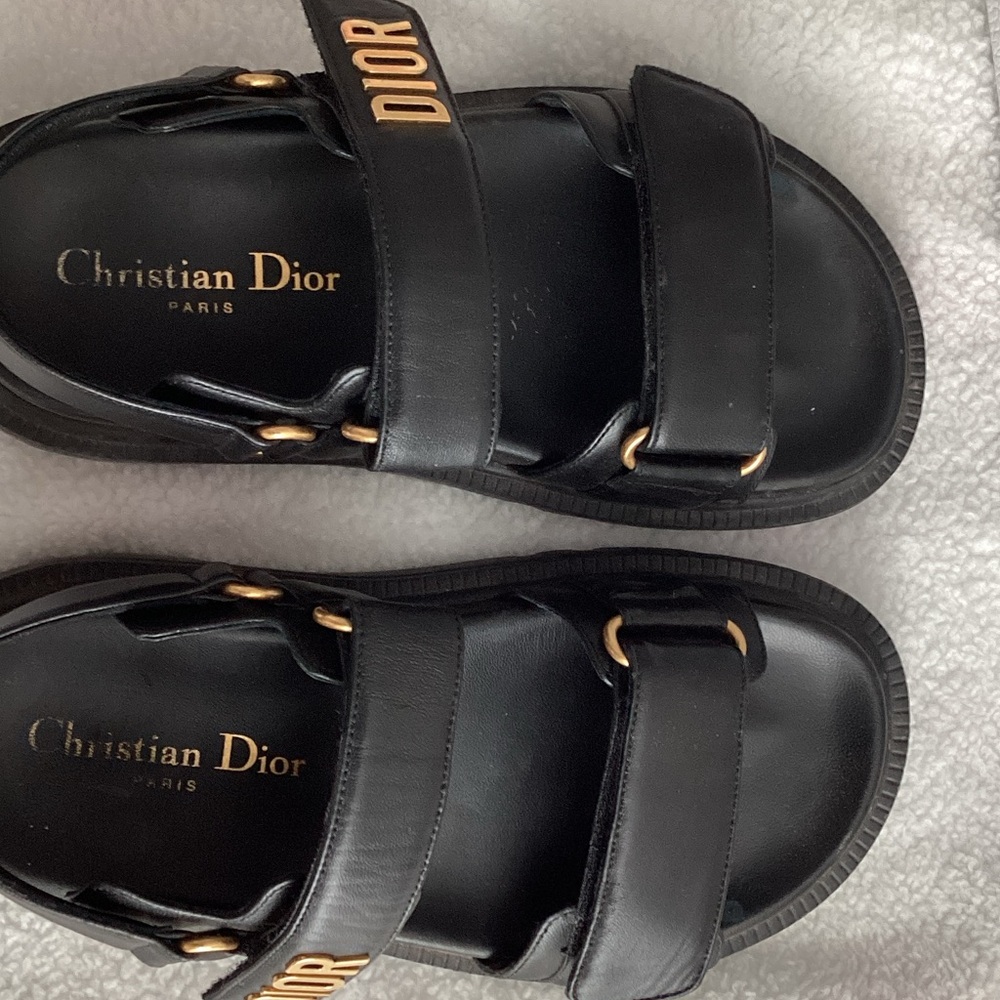 Dior Black Sandals with Gold Accents